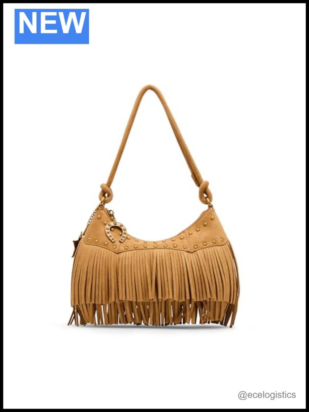 Faux Leather Fringe Hobo Shoulder Bag with Crossbody Strap